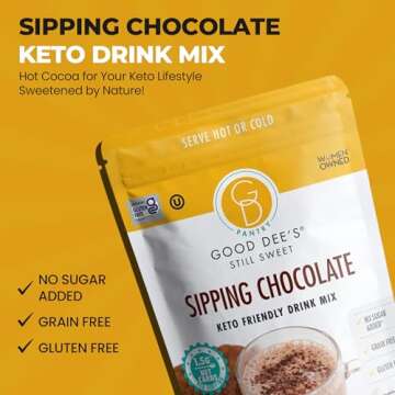 Good Dees Sipping Chocolate Keto Drink Mix, Chocolate Flavor Low Carb Hot Cocoa Mix, No Sugar Added,...