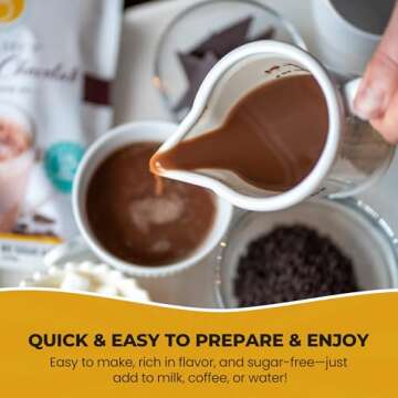 Good Dees Sipping Chocolate Keto Drink Mix, Chocolate Flavor Low Carb Hot Cocoa Mix, No Sugar Added, Gluten Free, Soy-Free, Dairy-Free & Vegan, Diabetic & Atkins Friendly (1.5g Net Carbs)