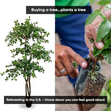 Cypress & Alabaster Handmade 6.5ft 3-Tier Italian Black Olive Leaf Artificial Tree with Ethically Sourced Real Wood Trunks, Hypoallergenic, 6.5-Foot, Green