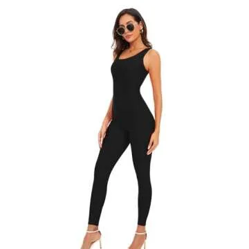 Genfirdom Slimming Unitard Jumpsuit for Yoga & Costumes in Black