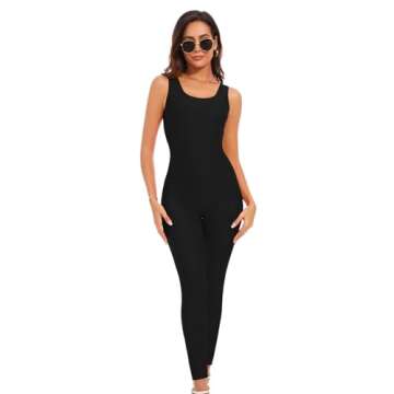 Genfirdom Slimming Unitard Jumpsuit for Yoga & Costumes in Black