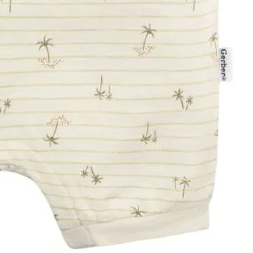 Gerber Baby Boys Cotton Polo Romper, Palm Tree Stripe, 12 Months