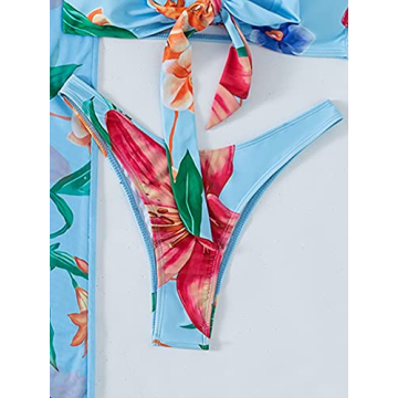 Stylish Women's Floral Bikini Set with Cover-Up