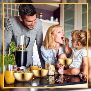 Nuogo 6 Pack Gold Mixing Bowls Stainless Steel Bowls for Cereal Rice Noddle Snack Facial Fruit Cereal Snack Appetizer Cooking Baking Serving(7.9 Inches)