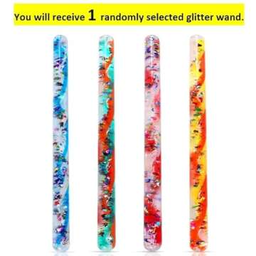 Playlearn 12.5” Spiral Glitter Wand - 1 Random Color - Wide Diameter - Sensory Wands for Kids - Glitter Tube Wonder Wand - Calming Toys