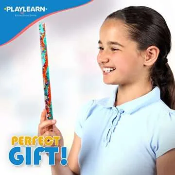 Playlearn 12.5” Spiral Glitter Wand - 1 Random Color - Wide Diameter - Sensory Wands for Kids - Glitter Tube Wonder Wand - Calming Toys