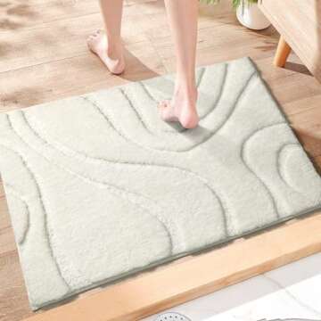 EXDE Soft Plush Shaggy Microfiber Bathroom Rug Mat - Non Slip, 20"x32"