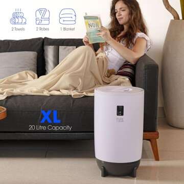 PureClean Towel Warmers Bucket, with Customized Fragrance for Spa and Bathroom, Luxury Towel Heater Gifts for Him & Her, Auto Shut Off, Fits 2 Large Towels, Blankets, Bathrobes, PJ's (Gray)