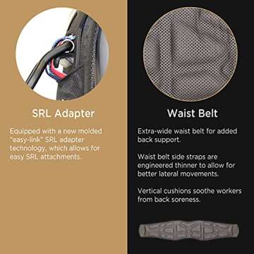 AFP Fall Protection Full-Body Premium American Flag Safety Harness, Vented & Padded Shoulder, Legs & Back, 8” Thick Back Support Belt, Aluminum D-Rings, Tongue Buckle, Quick Release (OSHA/ANSI PPE)