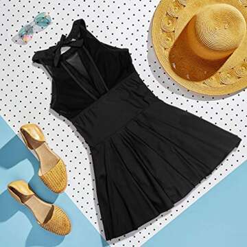 ISummer Women One Piece Skirt Swimsuit Tummy Control Swim Dress Swimwear Slimming Bathing Suit Swimdress