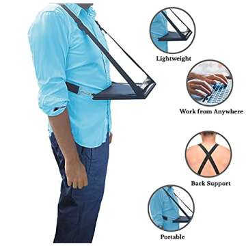 Standing Desk Walking Desk - Hands Free Wearable Mobile Laptop Harness for 13" Laptops or Clipboards