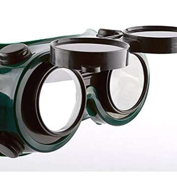 Welding Goggles with Dark Lens and Flip-up Green Filter