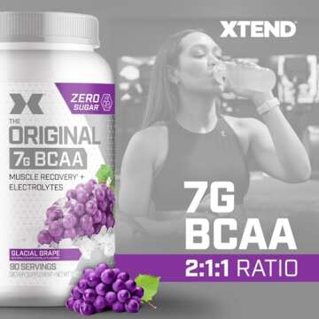 Xtend XTEND Original BCAA Powder 7g BCAA and 2.5g L-Glutamine, Sugar Free Post Workout Muscle Recovery Drink with Amino Acids for Men & Women, 90 Servings