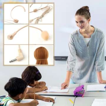 Gazechimp Microphone Props Mic Toy, Headset Microphone System, Headworn Single Earset Over Ear Hanging Condenser Mic Compatible for Singing, Churches, Stage Performance,Lectures,Theater