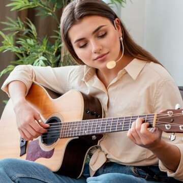 Gazechimp Microphone Props Mic Toy, Headset Microphone System, Headworn Single Earset Over Ear Hanging Condenser Mic Compatible for Singing, Churches, Stage Performance,Lectures,Theater