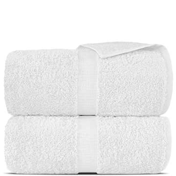 Towel Bazaar Premium Cotton Super Soft and Absorbent Turkish Towels (2-Piece Bath Sheet Towel, White)