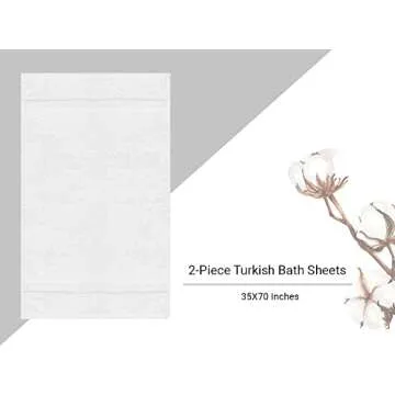 Towel Bazaar Premium Cotton Super Soft and Absorbent Turkish Towels (2-Piece Bath Sheet Towel, White)