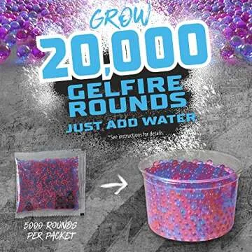 NERF Pro Gelfire X MrBeast Full Auto Blaster & 20,000 Gelfire Rounds, 300 Round Hopper, Rechargeable Battery, Eyewear, Ages 14 & Up