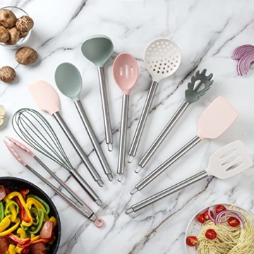 Stylish Cook with Color Silicone Utensil Set for Cooking