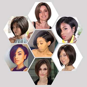 Kalyss Black Short Bob Yaki Wig for Women - Heat Resistant
