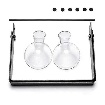 Ivolador Desktop Plant Terrarium Stand Modern Tabletop Glass Planter Flower Bulb Vase with Metal Swivel Holder (Black)