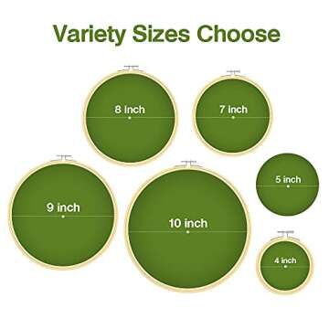 Caydo 6 Pieces Embroidery Hoop Set Circle Cross Stitch Hoop Ring 4 inch to 10 inch for Embroidery and Cross Stitch