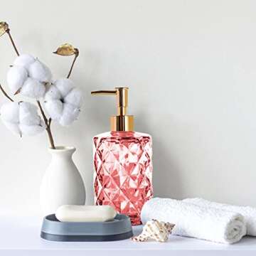 Glass Soap Dispenser,Crystal Refillable Wash Hand Liquid Clear Glass Bottle with Pump for Essential ...