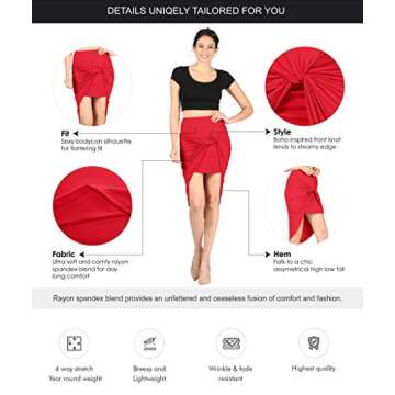 Simlu Womens Drape up Stretchy Asymmetrical High Low Short Mini Bodycon Pencil Skirt Royal Blue XX-Large