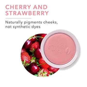 100% PURE Powder Blush (Fruit Pigmented), Chiffon, Soft Shimmery Finish, Nourishes Skin w/Rosehip Oil, Cocoa Butter, Natural Makeup (Soft Pink) - 1.81 oz