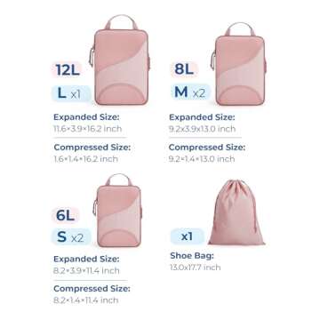 BAGSMART Compression Packing Cubes for Travel, 6 Set Travel Packing Cubes for Suitcases, Compression...