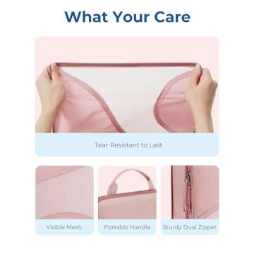 BAGSMART Compression Packing Cubes for Travel, 6 Set Travel Packing Cubes for Suitcases, Compression Suitcases Organizers Bag Set for Travel Essentials, Lightweight Packing Organizers Baby Pink