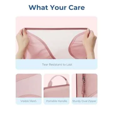 BAGSMART Compression Packing Cubes for Travel, 6 Set Travel Packing Cubes for Suitcases, Compression Suitcases Organizers Bag Set for Travel Essentials, Lightweight Packing Organizers Baby Pink