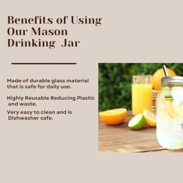 JARMING Mason Jars - 32oz Glass Cups with Lids & Straws