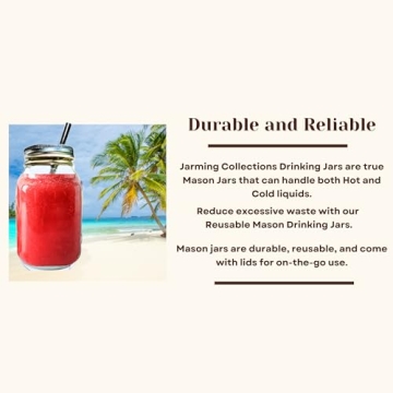 JARMING Mason Jars - 32oz Glass Cups with Lids & Straws
