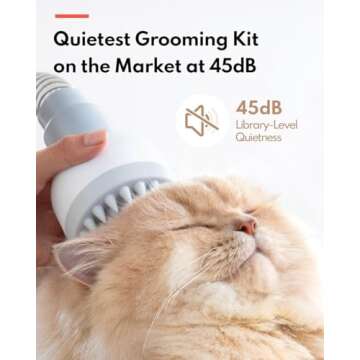 HomeRunPet Ultra Quiet Dog Grooming Vacuum, Pet Vacuum, Suction 99% Pet Hair, 6 Tool Grooming Kit, Anti Shedding, 1.85L Dust Cup, Home Grooming & Cleaning for Dogs, Cats, Others