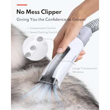 HomeRunPet Ultra Quiet Dog Grooming Vacuum, Pet Vacuum, Suction 99% Pet Hair, 6 Tool Grooming Kit, Anti Shedding, 1.85L Dust Cup, Home Grooming & Cleaning for Dogs, Cats, Others