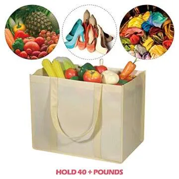 DIOMMELL 10 Pack Reusable Grocery Bags Extra Large Super Strong Heavy Duty Shopping Tote Bags with Reinforced Handles, Beige