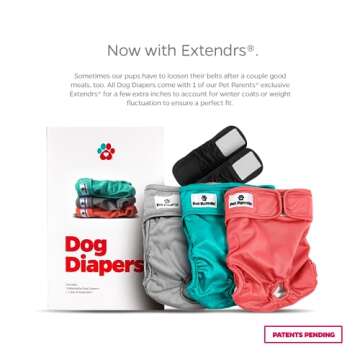 Pet Parents® Washable Dog Diapers (3pack) + Extendrs® of Durable Doggie Diapers, Premium Dog Diape...