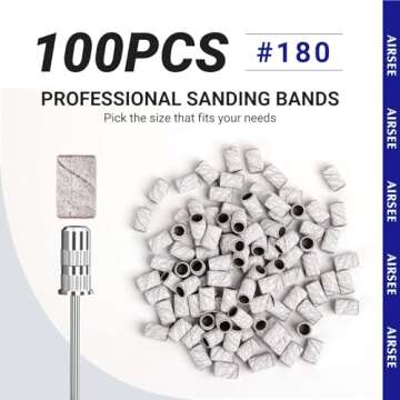 AIRSEE 100 Pcs Nail Sanding Bands for Electric Drill