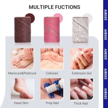 AIRSEE 100 Pcs Nail Sanding Bands for Electric Drill