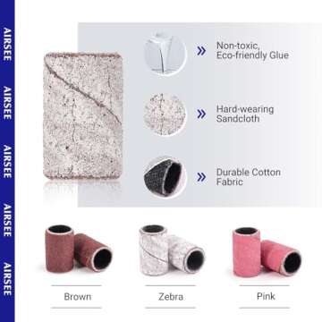 AIRSEE 100 Pcs Nail Sanding Bands for Electric Drill