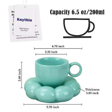 Koythin Ceramic Coffee Mug with Saucer Set, Creative Cute Cup with Sunflower Coaster for Office and ...