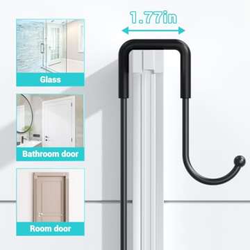 Aitatty Over the Door Shower Caddy Hanging: Black Rustproof Shower Organizer over the Door - No Drilling Bathroom Rack for Inside Shower