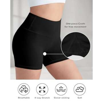 CHRLEISURE High Waisted Spandex Biker Shorts | Women's Workout Booty Soft Yoga Shorts (5" 4Packs 4Bl...
