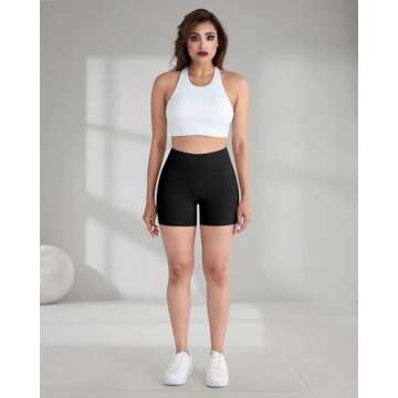 Buy CHRLEISURE Women's High Waisted Spandex Biker Shorts