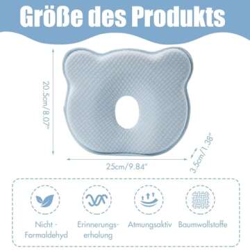 Comfy Memory Foam Baby Pillow for Head Support and Travel