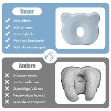 Comfy Memory Foam Baby Pillow for Head Support and Travel