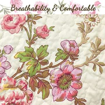 Cozy Line Home Fashions Perry Mustard Yellow Floral Blooming Flower Printed 100% Cotton Vintage Quilt Bedding Set Reversible Coverlet Bedspread (Camellia, King - 3 Piece)