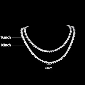 Heart Tennis Necklace for Women - Gold Plated 16 Inch