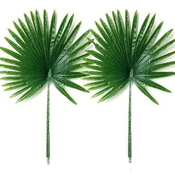 27.9" Tropical Artificial Palm Leaves Set for Home Decor